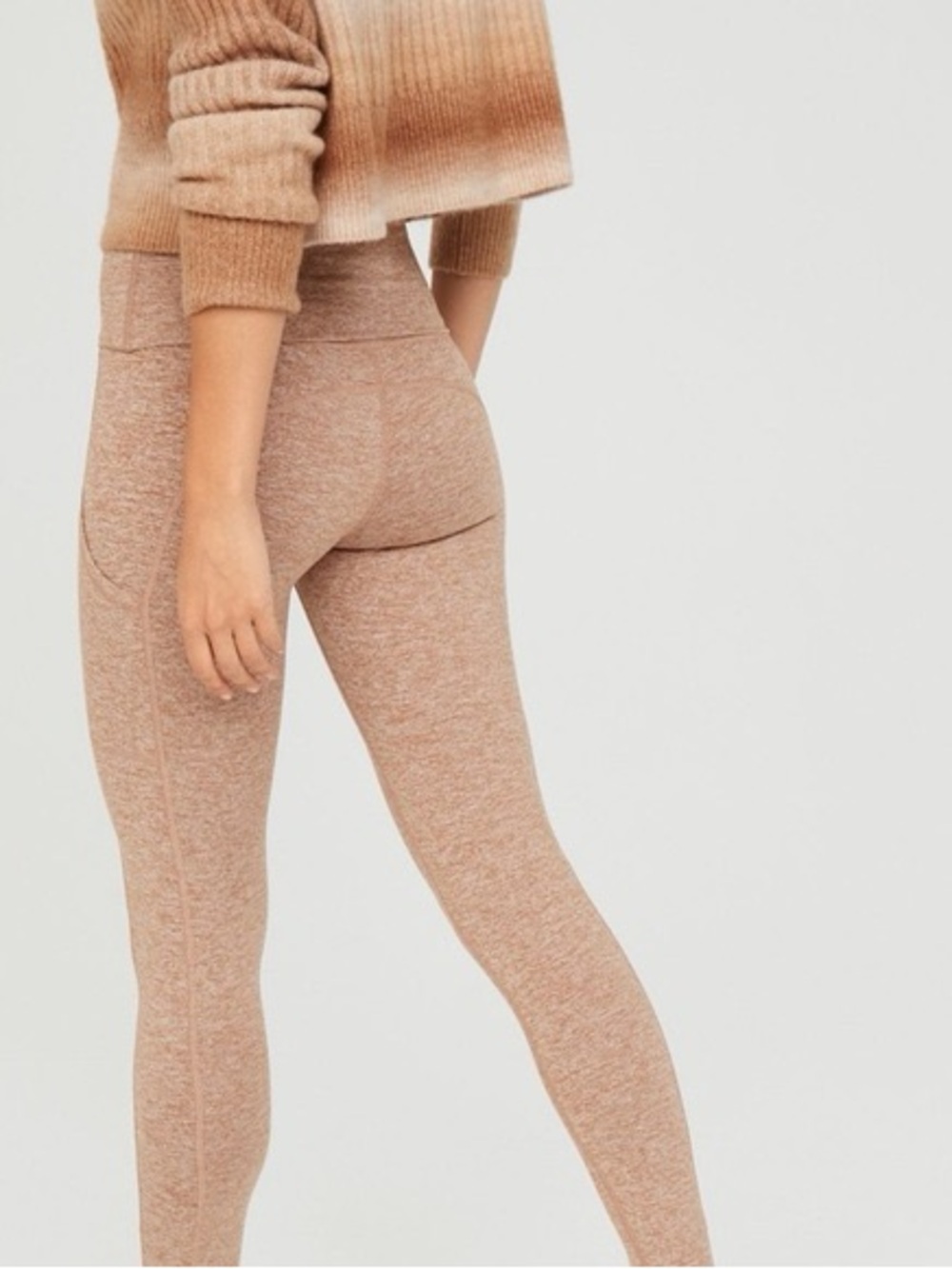 aerie High-Waist Seamless Leggings in Light Brown Heather